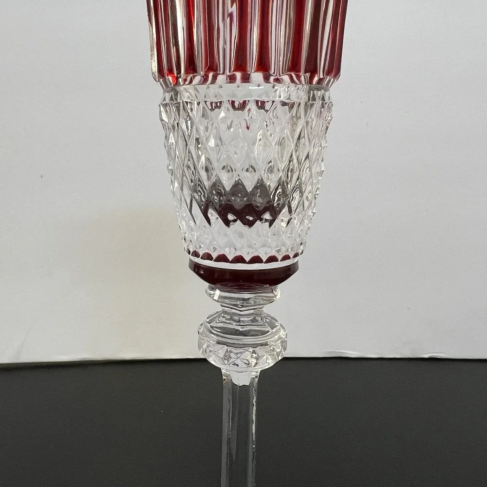 AJKA Olinda Fabergé Xenia Ruby Red Champagne Flute 9.5